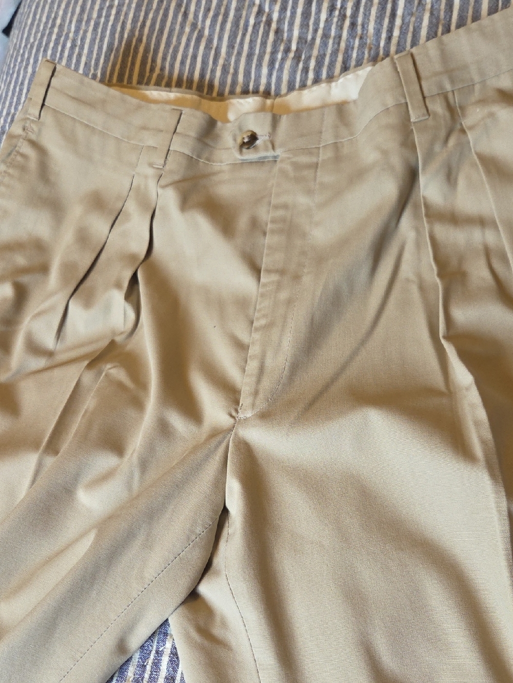 Haggar Gallery Beige/Tan Dress Pants with Teal Trim